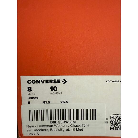 NEW Converse Chuck 70 De Luxe Heel Sneakers Black/White Women’s 10 A05347C - Picture 8 of 8